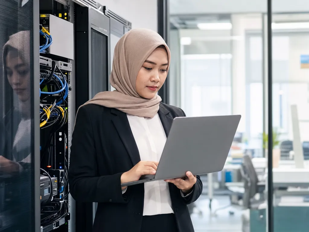 Konsultan IT mengaudit infrastruktur server kantor